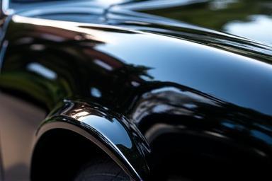 ワックスがけで光沢を増した車